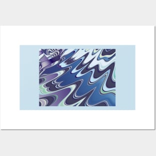 blue and purple abstract waves Posters and Art